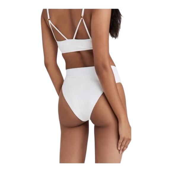 L Space Court Bitsy Cut White Ribbed Bikini Bottom Stretch Women's Sz Medium NWT - Picture 13 of 13